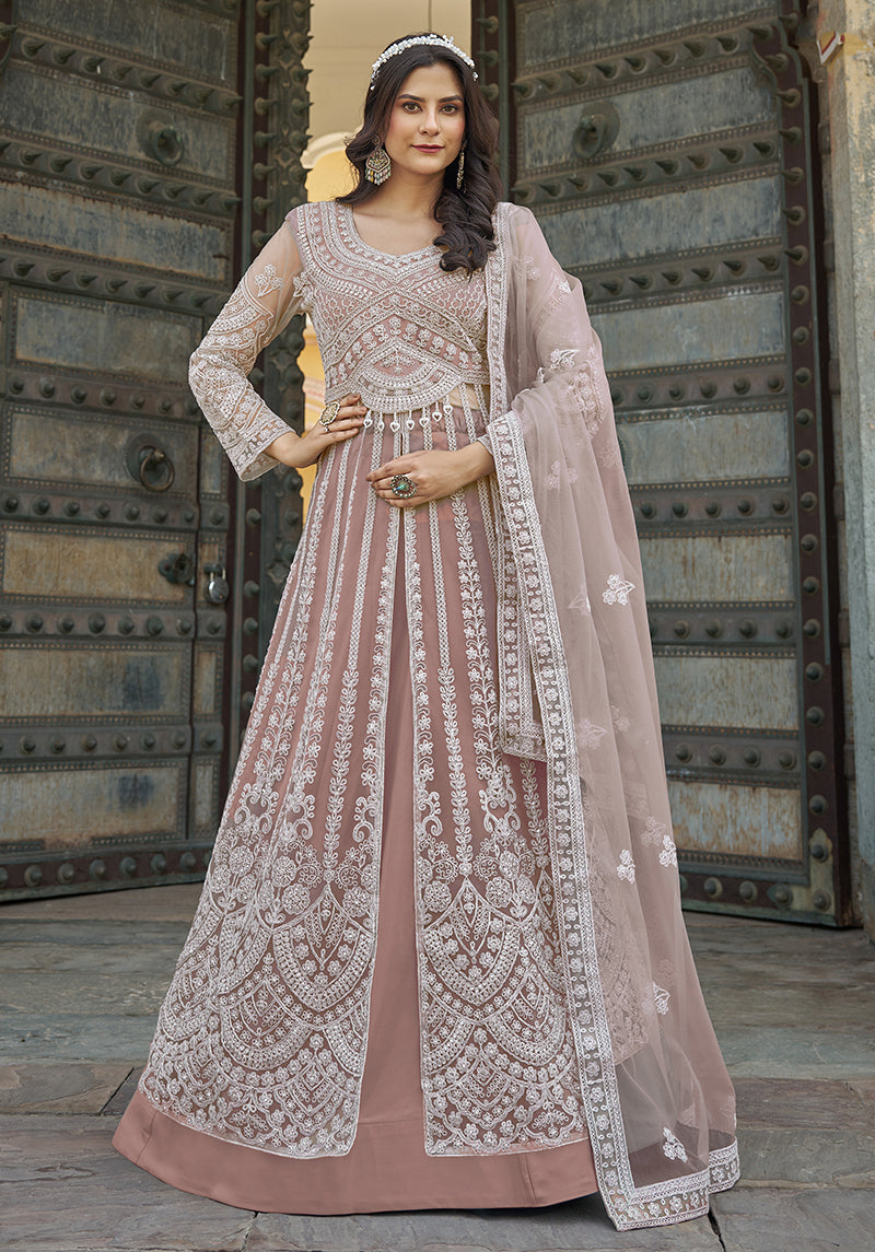 Dusty Net Embroidered Designer Reception Salwar Suit