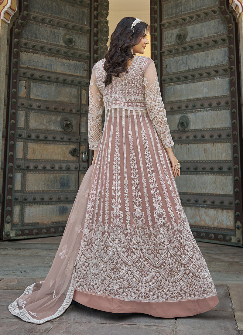 Dusty Net Embroidered Designer Reception Salwar Suit