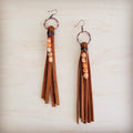 Leather Fringe Earrings with Regalite Orange Beads 100k