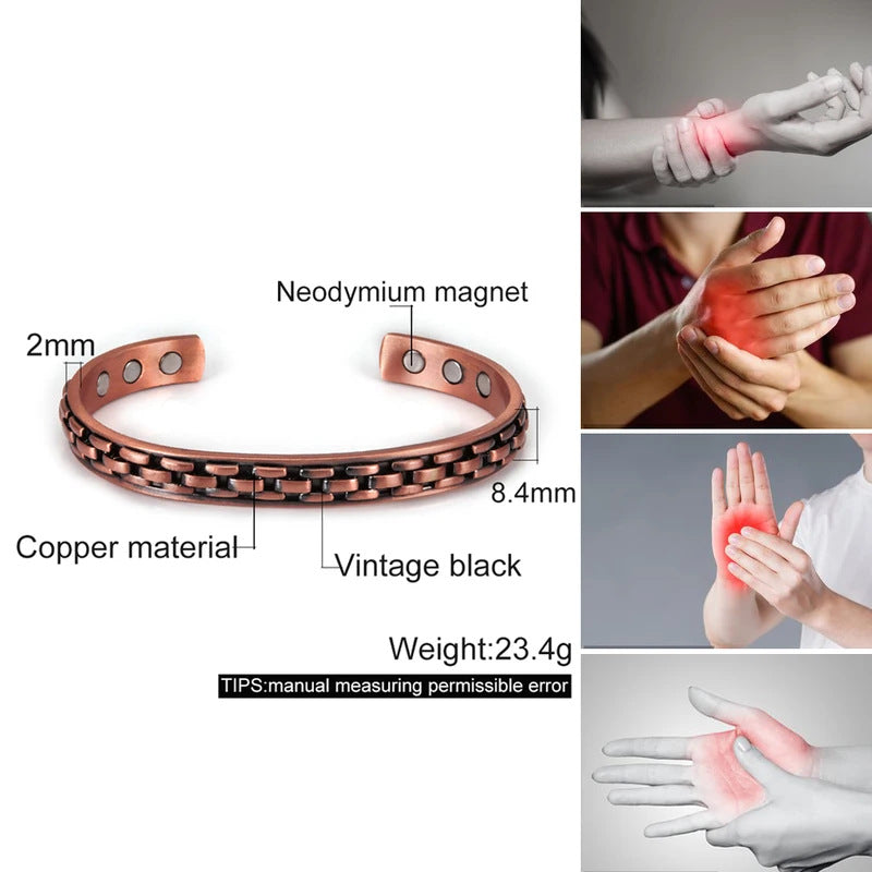 Adjustable Solid Copper Vintage Red Copper Bracelet