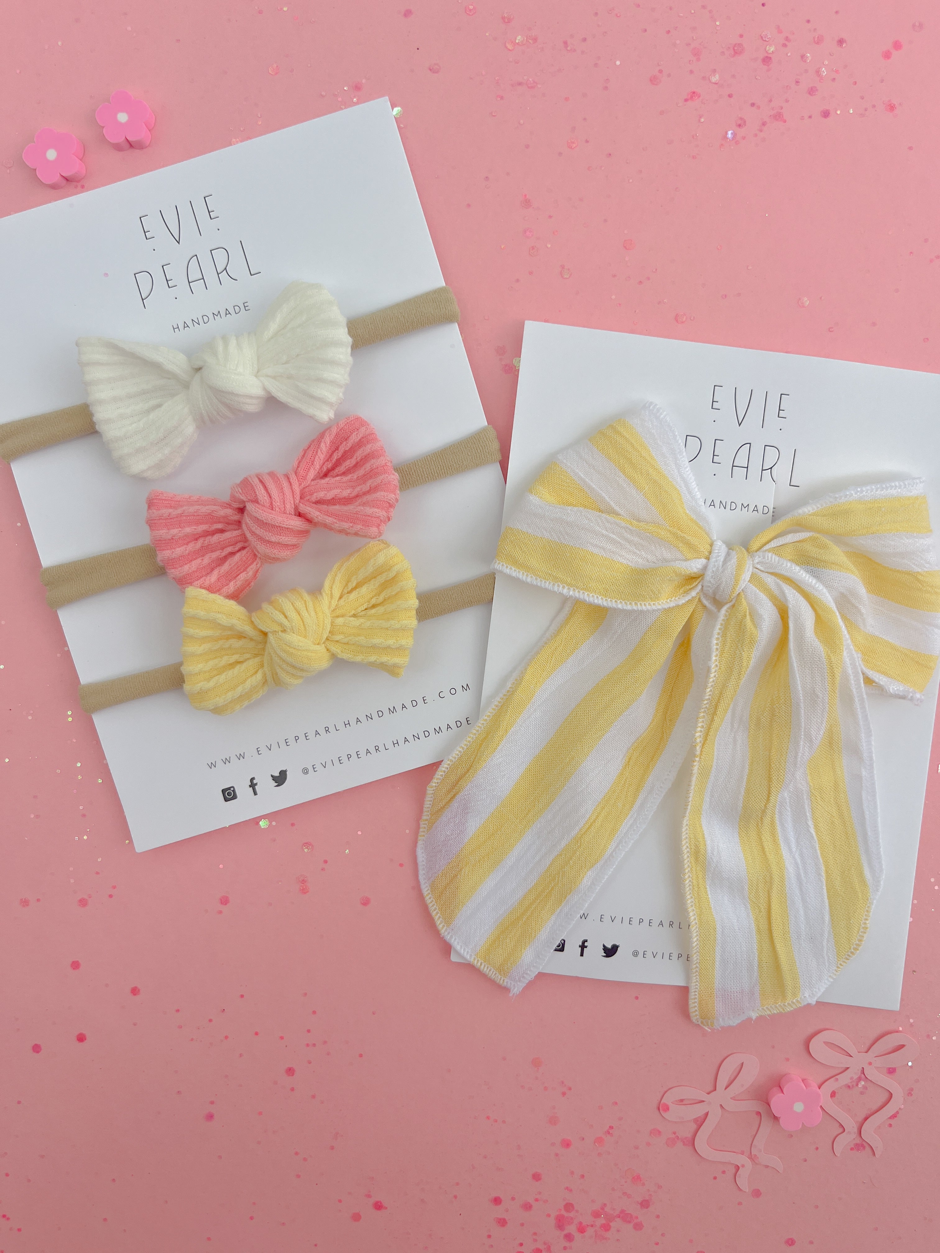 Sunshine Mini Knot Bow Bundle on Baby Nylon Headbands