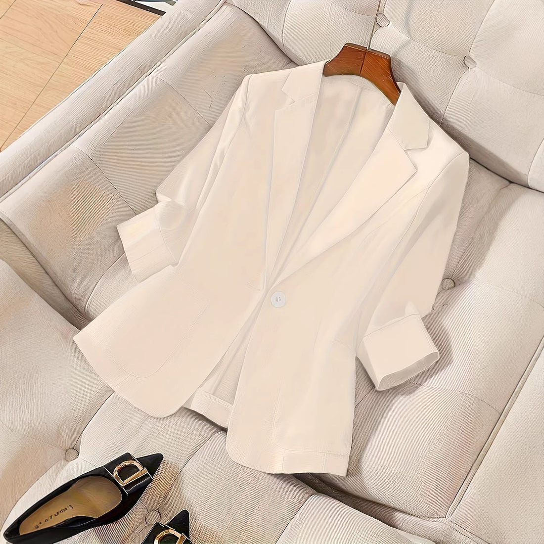 Women's Three-Quarter Sleeve Single-Button Casual Blazer - Image 5