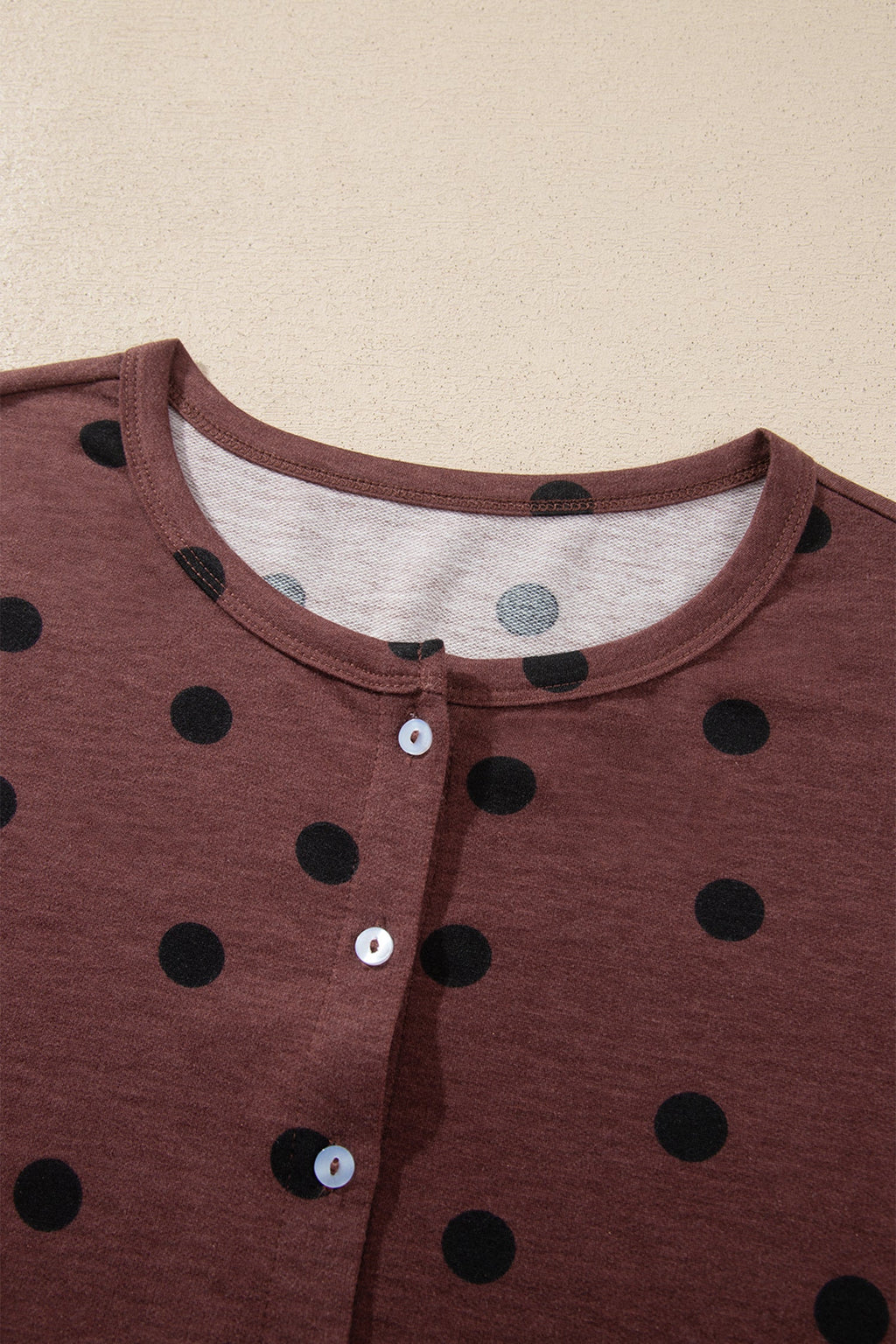 Polka Dot Button Front Long Sleeve Shirt