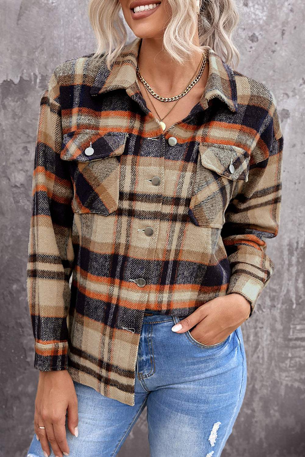 Brown Plaid Flannel Shacket | Button-Up Long Sleeve