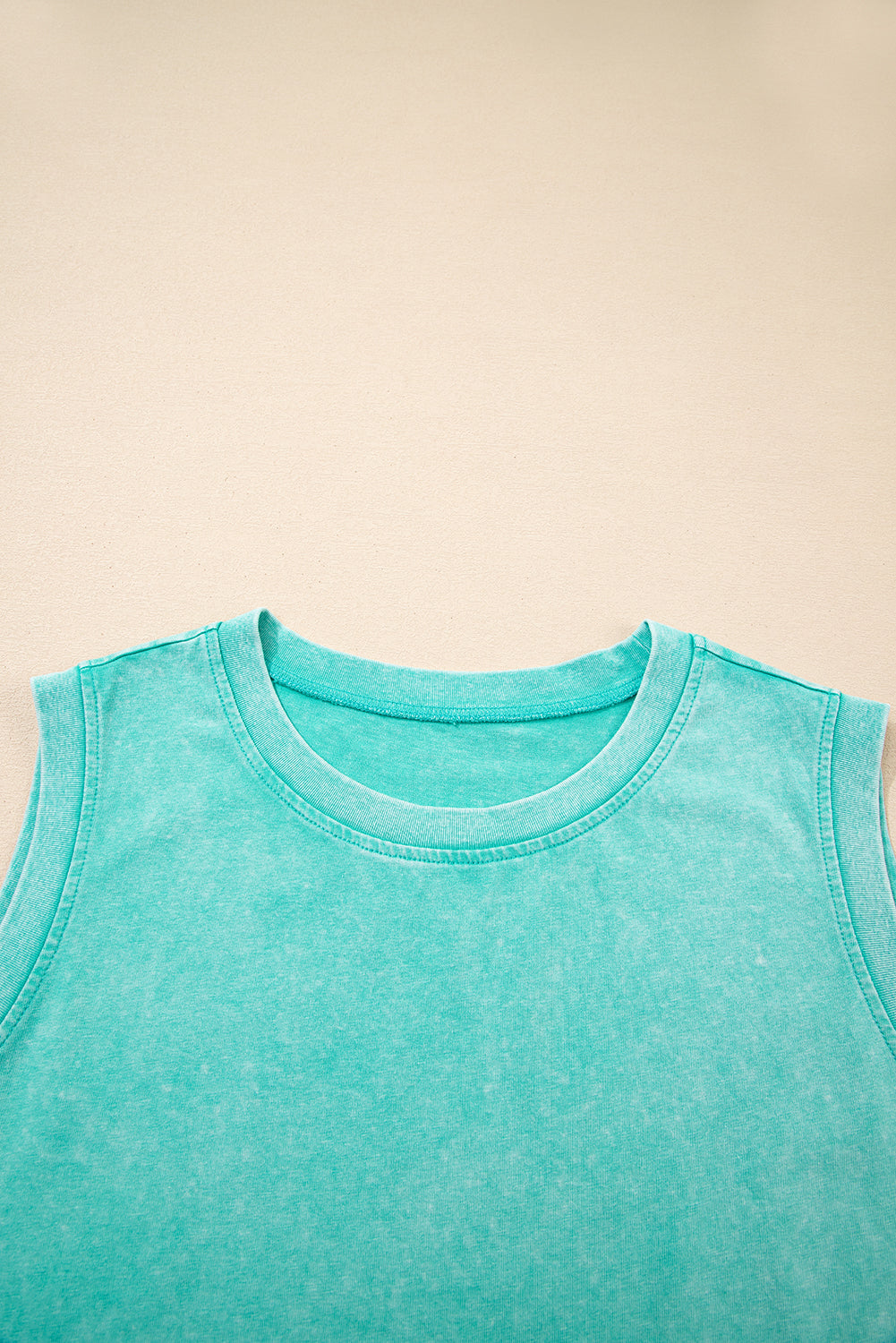 Solid Mineral Wash Cotton Tank Top and Lined Skort Set
