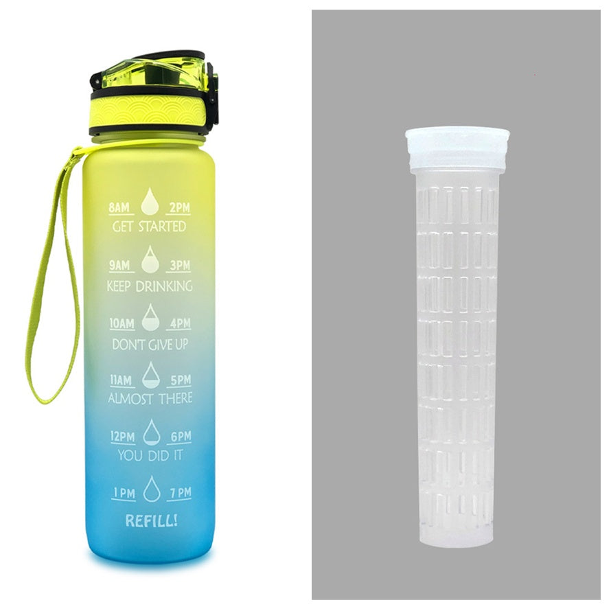 1L Motivational Tritan Water Bottle with Time Marker & Leakproof Lid