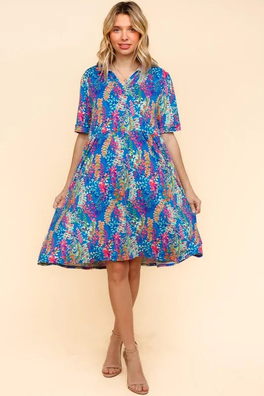 Johnny Collar Babydoll Dress with Pockets