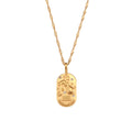 European And American Ins Fashion Minimalist Retro Pendant Jewelry Stainless Steel Cast Oval Brand Zircon Constellation Necklace