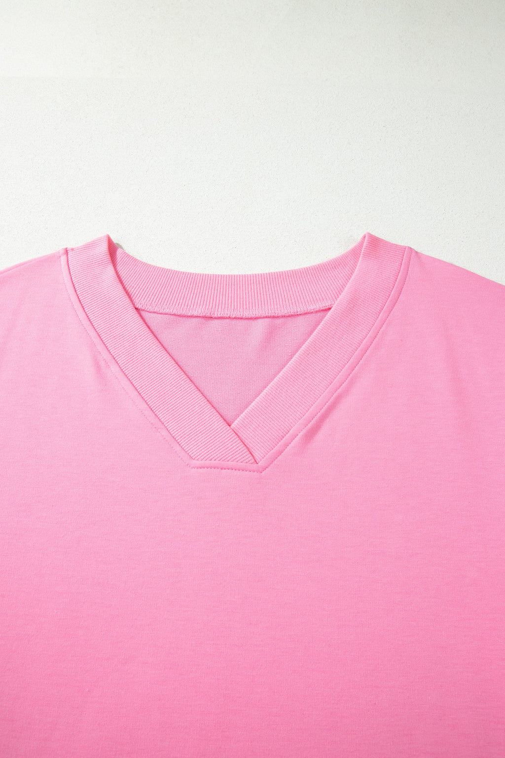 Solid V-Neck Tee and Drawstring Pants Loungewear Set