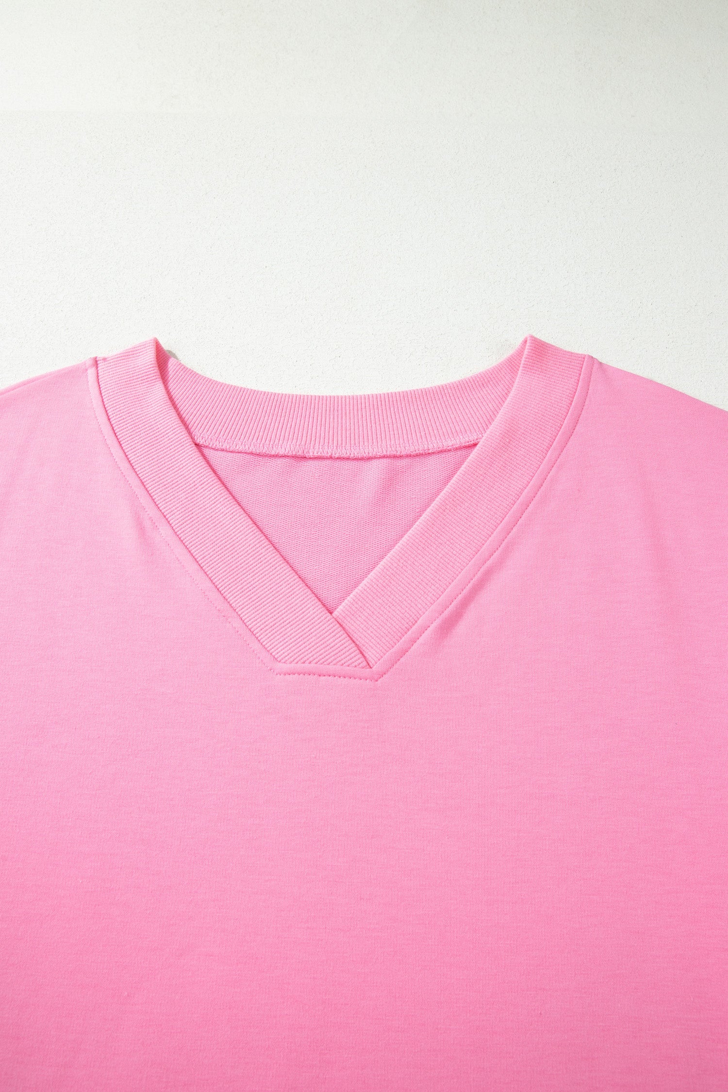 Solid V-Neck Tee and Drawstring Pants Loungewear Set