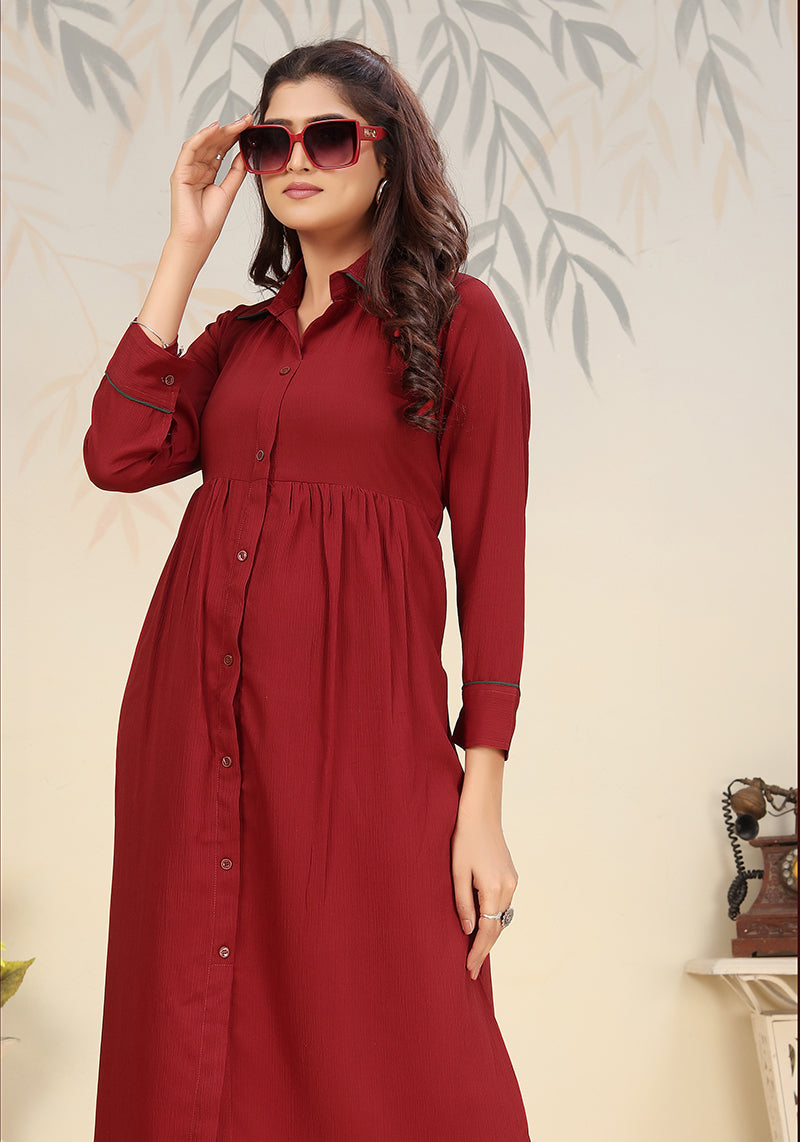 Maroon Cotton Solid Co-Ord Set Festival and Casual Lounge Wear
