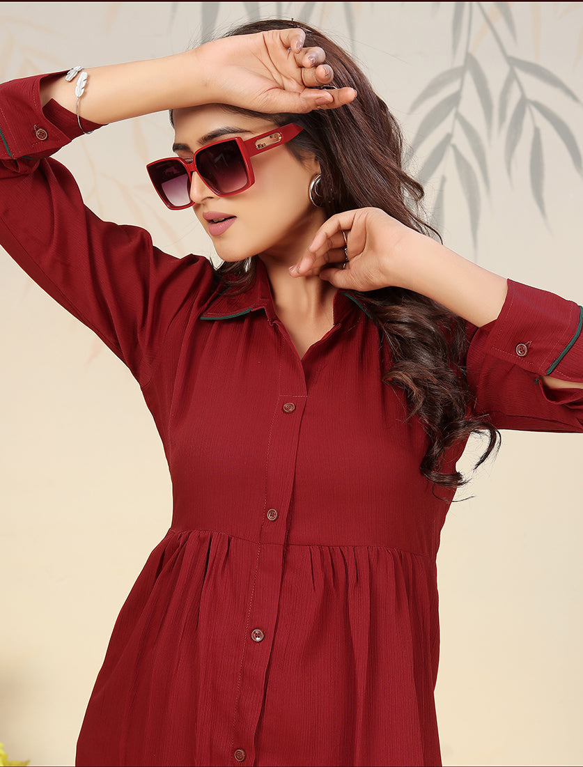 Maroon Cotton Solid Co-Ord Set Festival and Casual Lounge Wear