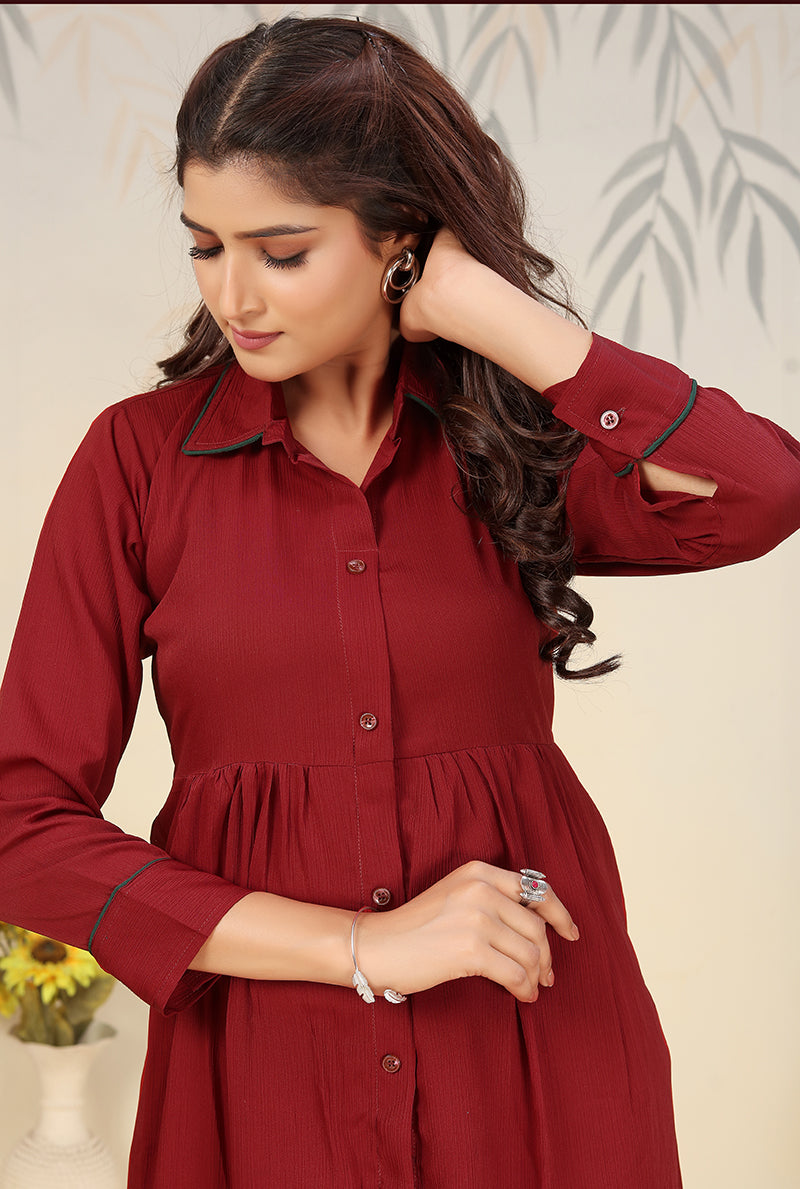 Maroon Cotton Solid Co-Ord Set Festival and Casual Lounge Wear