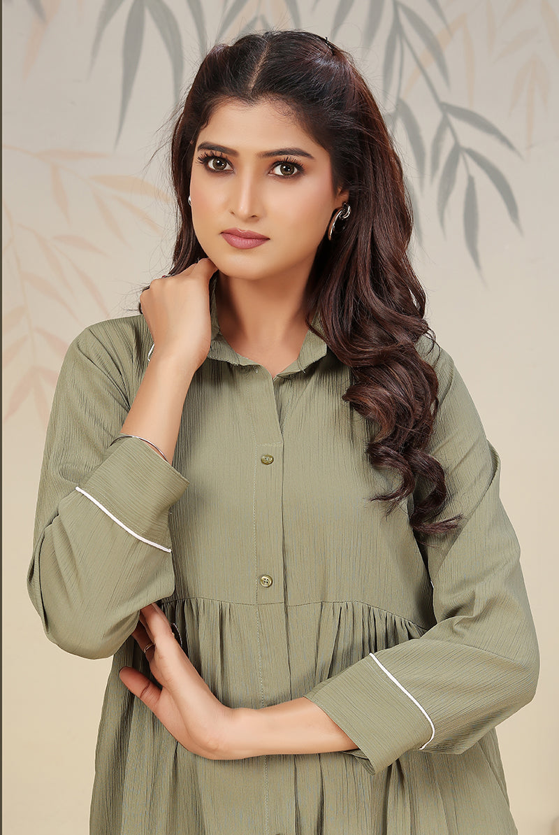 Pista Green Cotton Solid Co-Ord Set for Casual Wear & Festivals