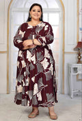 Wine colored rayon kurti with intricate prints