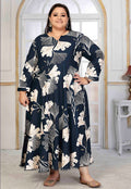 Monjolika Fashion Rayon Printed Navy Blue Designer Kurti
