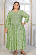 Light green printed designer kurti crafted from soft, breathable rayon