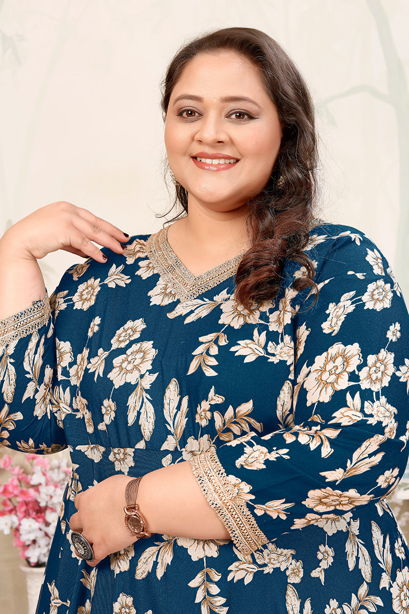 Morpeach Rayon Ceremonial Designer Kurti with Embroidery