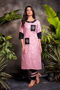Monjolika Fashion Silk Embroidered Designer Kurti In Light Pink