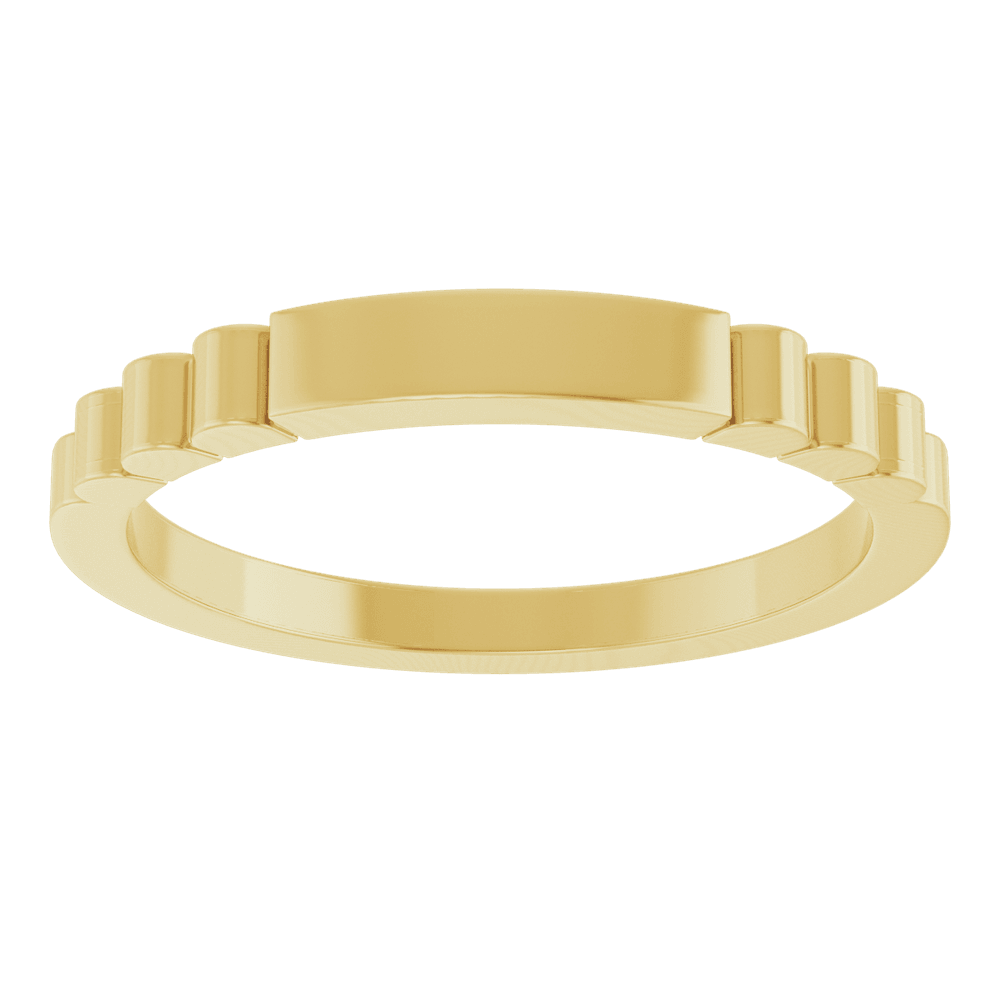 14K Gold Engravable Signet Ring with Contemporary Fluted Detail