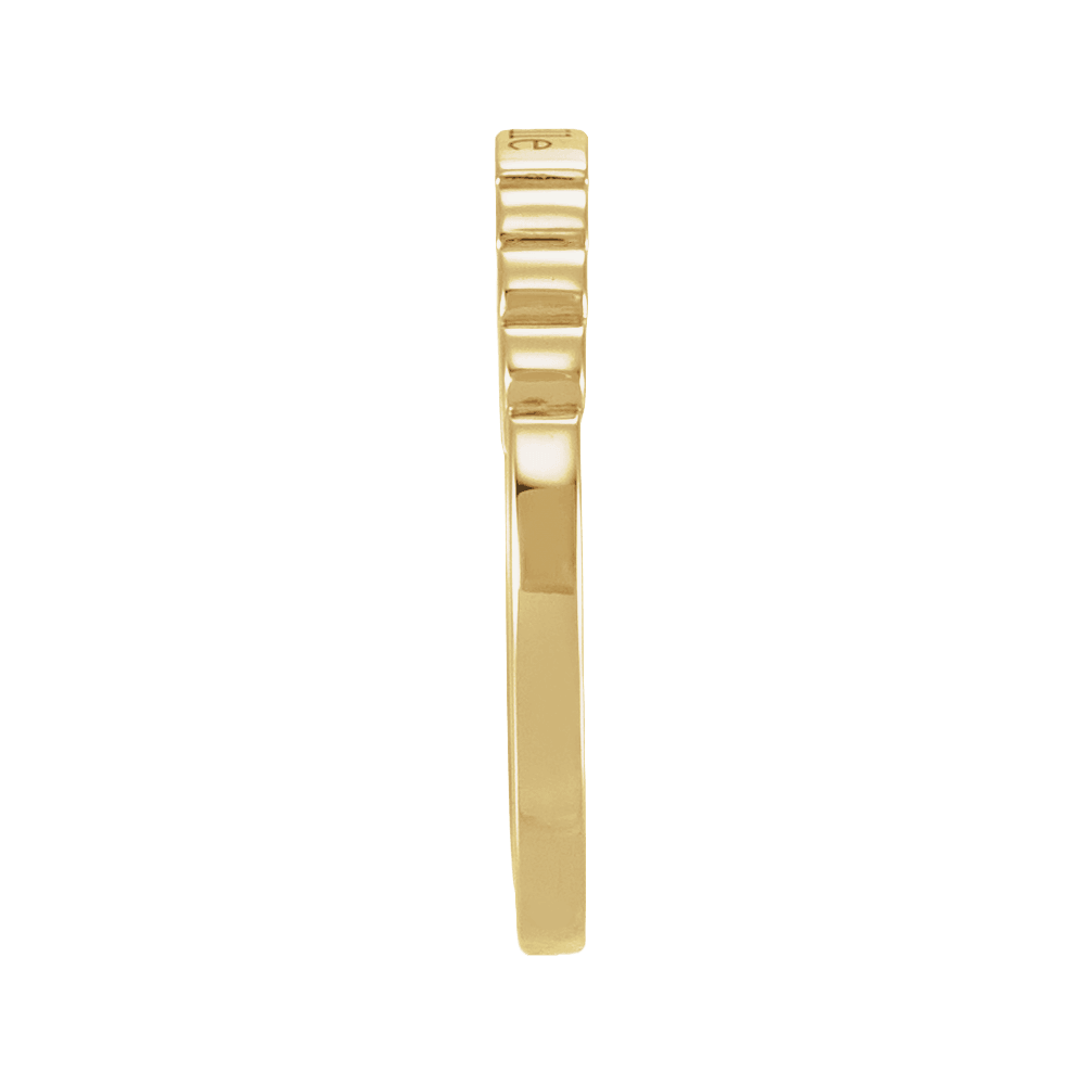 14K Gold Engravable Signet Ring with Contemporary Fluted Detail