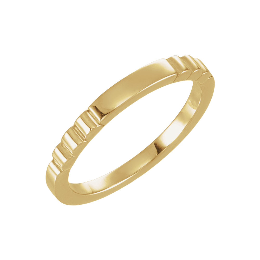 14K Gold Engravable Signet Ring with Contemporary Fluted Detail