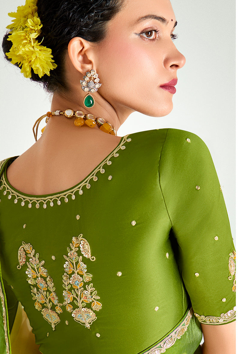 Multi Colour Organza Tissue Saree with Sequins Embroidery Work