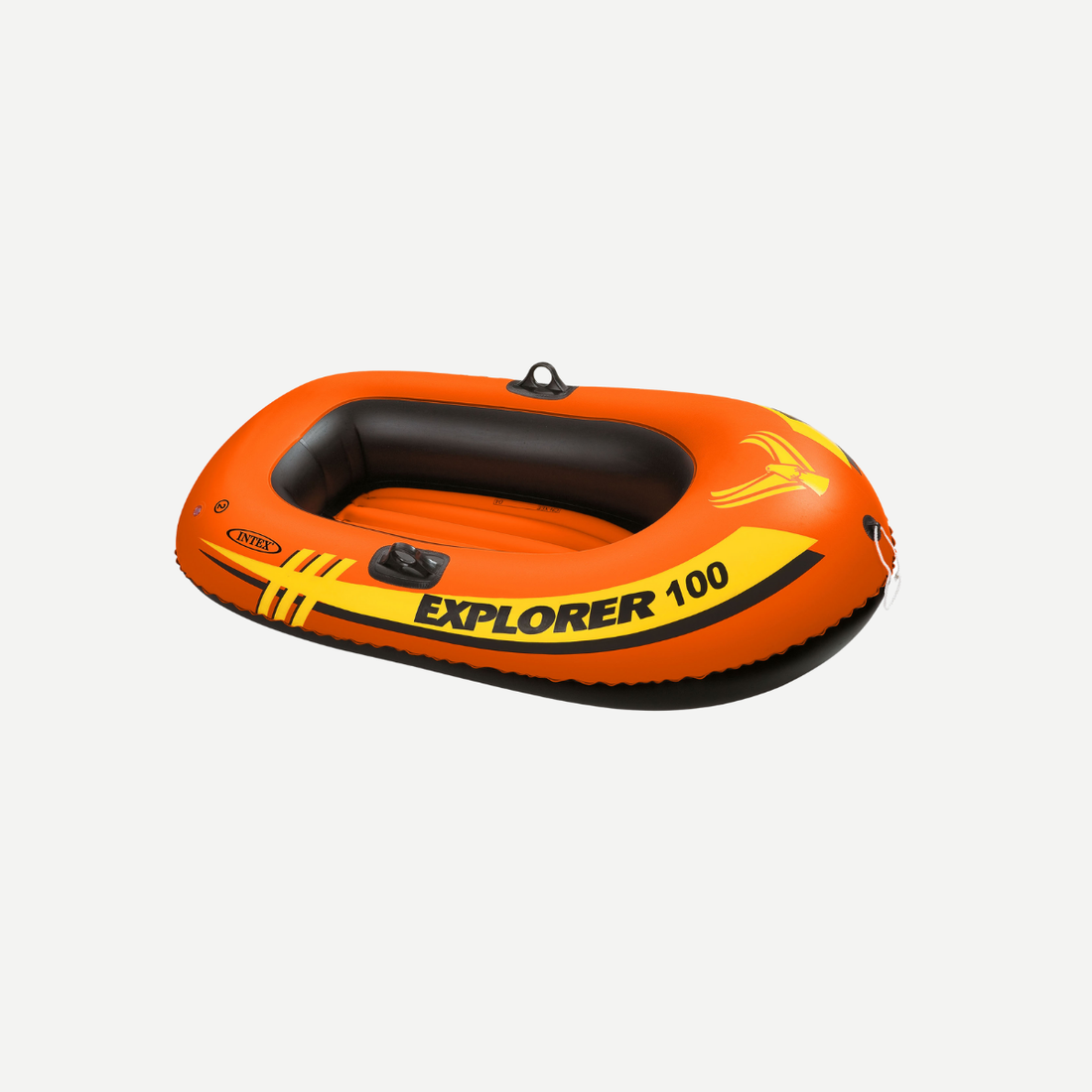 Orange and black Intex Explorer 100 inflatable boat for children