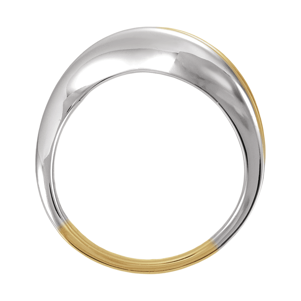 Lunéa Asymétrique Ring in 14K Gold and Rhodium-Finished Silver