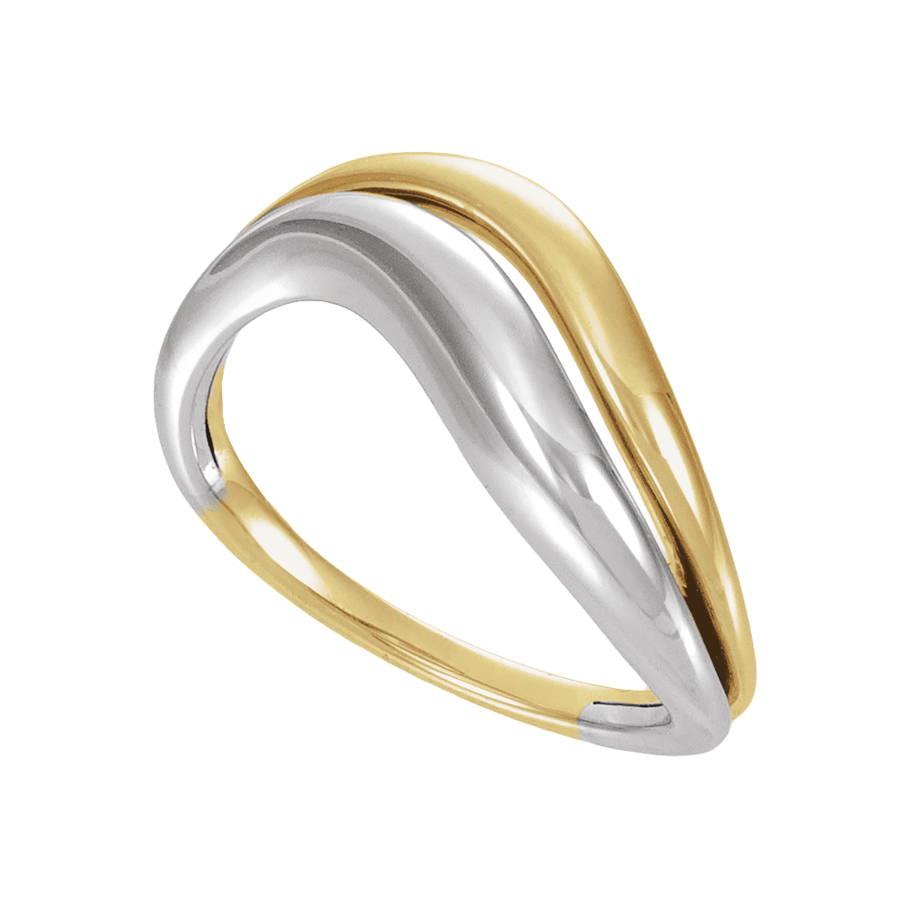 Lunéa Asymétrique Ring in 14K Gold and Rhodium-Finished Silver