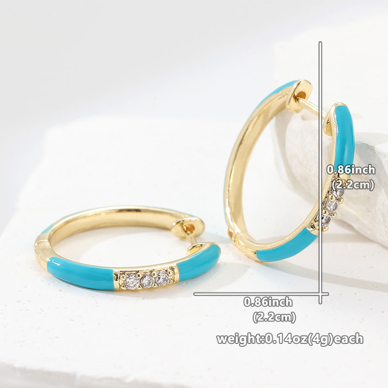 Luxury Copper Hand Carved Hollow Out White Zircon Earrings Gold Tone Hoop Earrings For Women Cross Border Jewelry