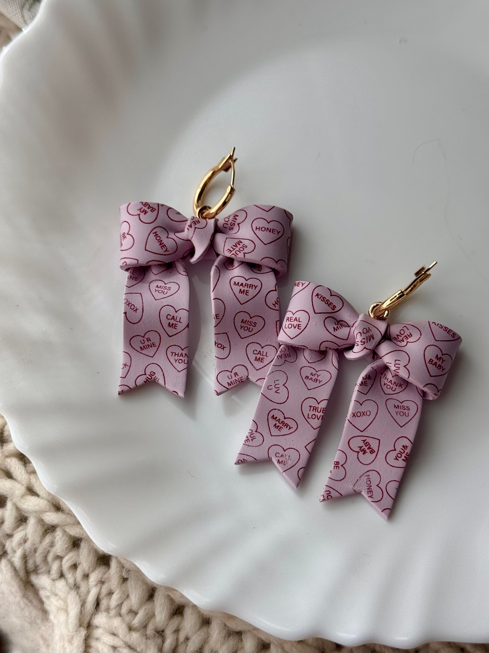 Purple Conversation Heart Bows