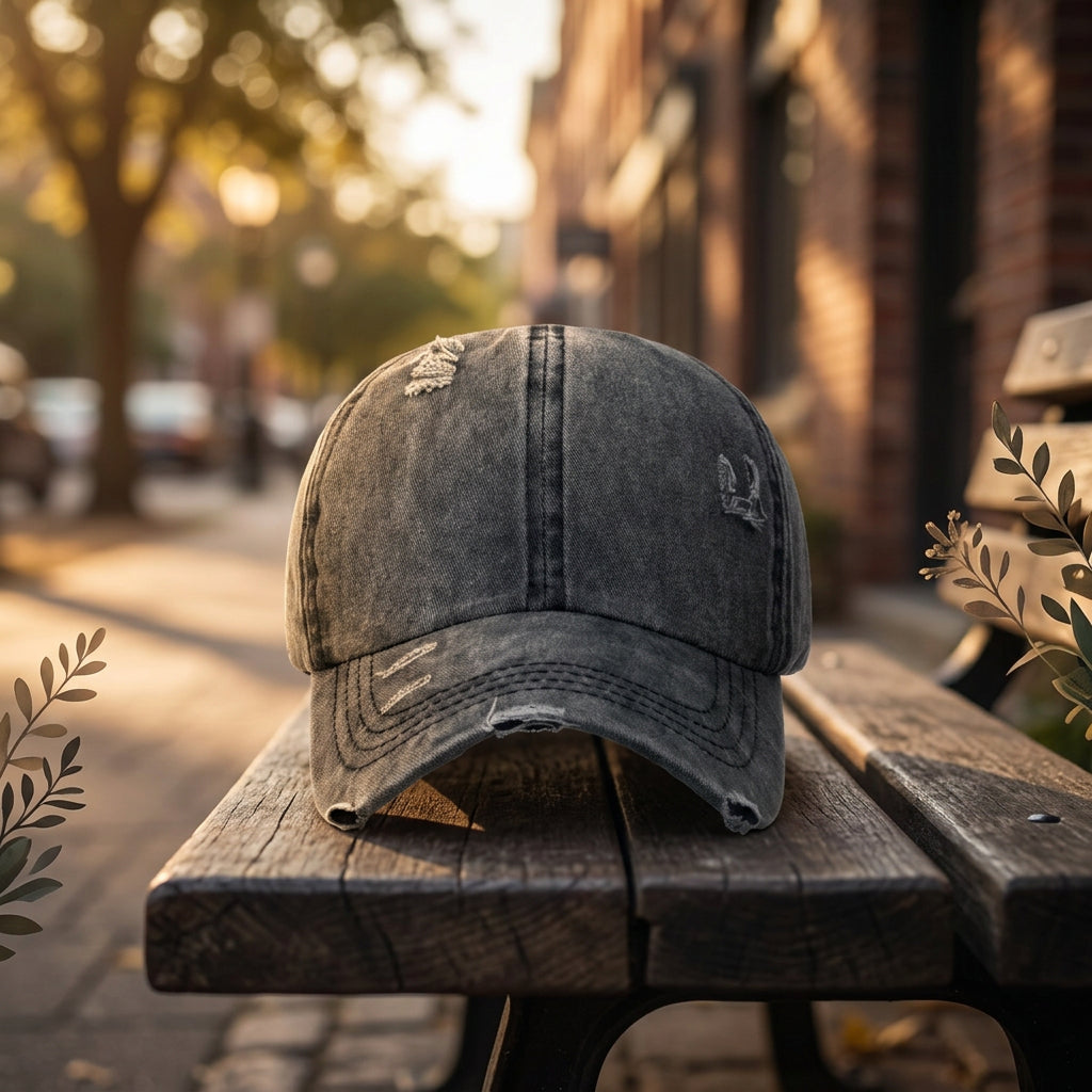 Washed Distressed Ponytail Baseball Cap