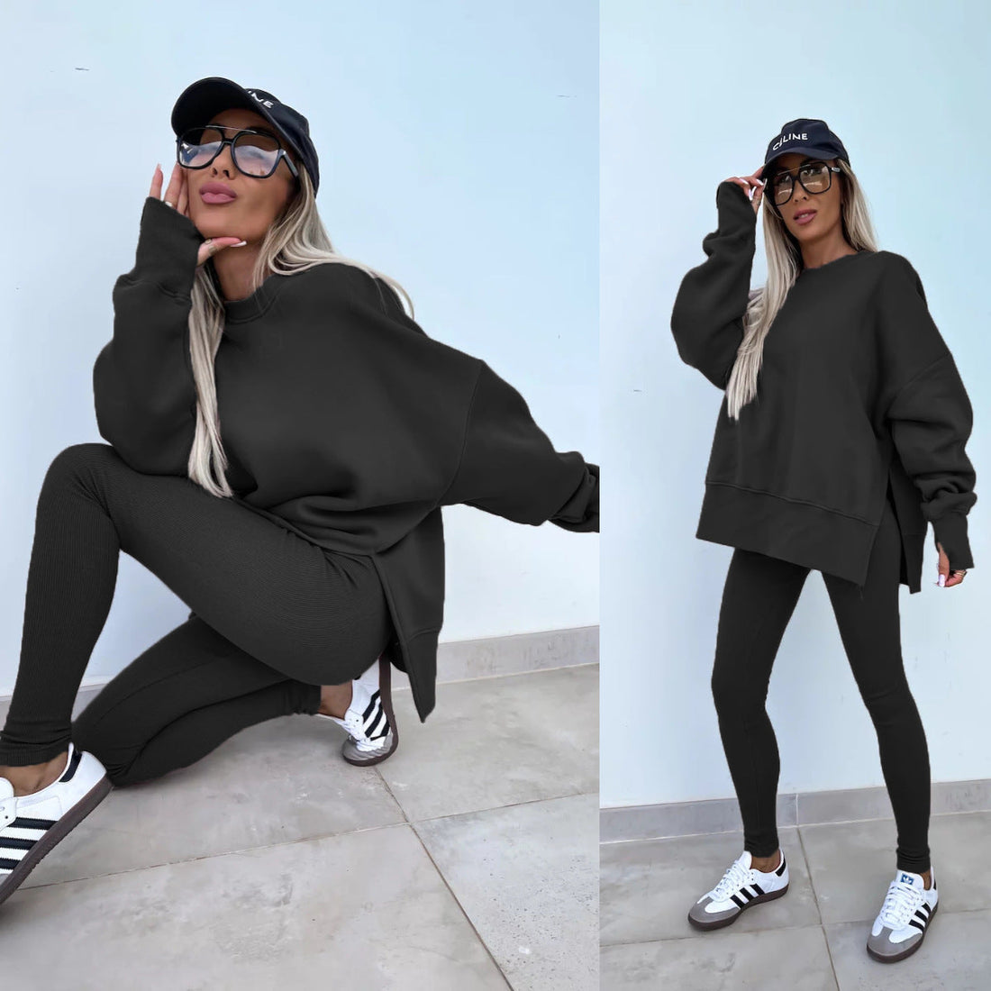 Women's Oversized Fleece Sweatshirt & Leggings Set