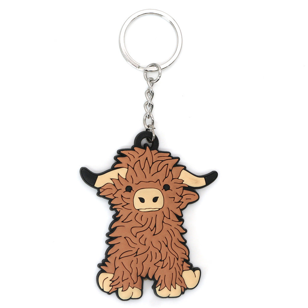 Highland Cow Key Accessory, Cow PVC Keychain