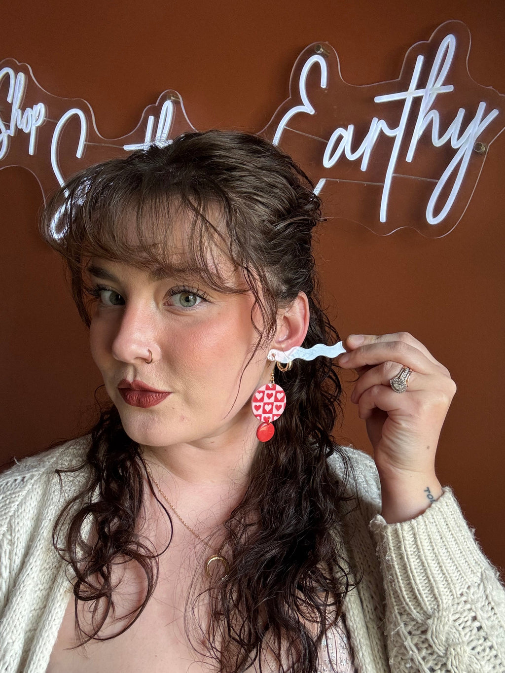 Handmade Checkered Earrings 14k Gold Plated