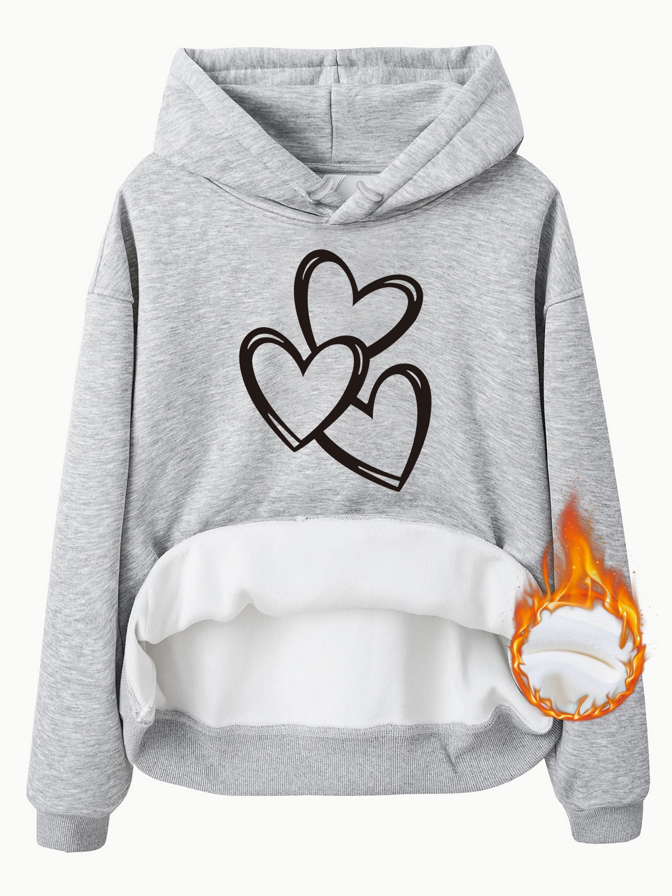 Women's Heart Graphic Fleece Hoodie Casual Street Style Pullover