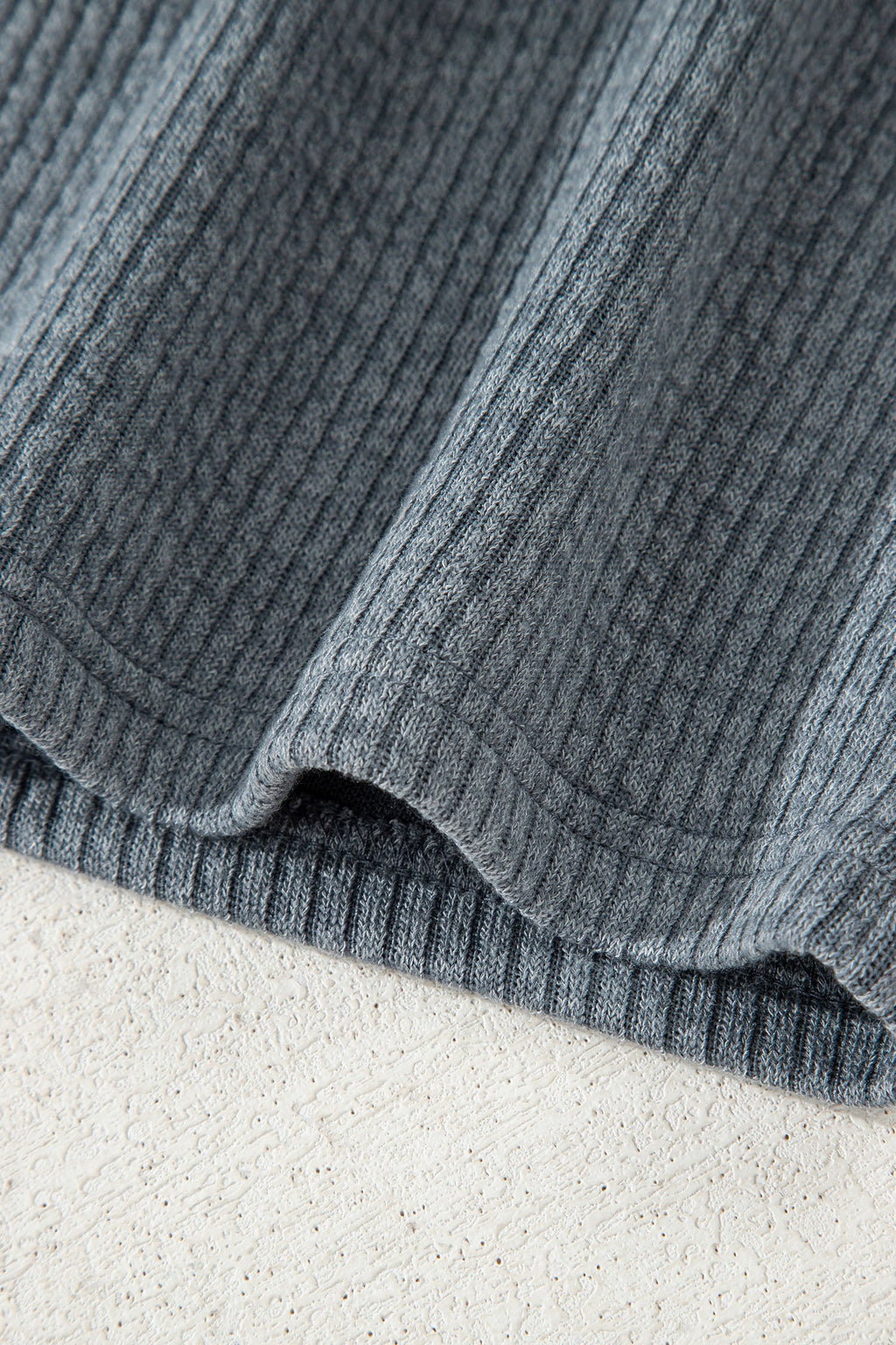 Ribbed Knit Flap Pocket Button-Up Shacket