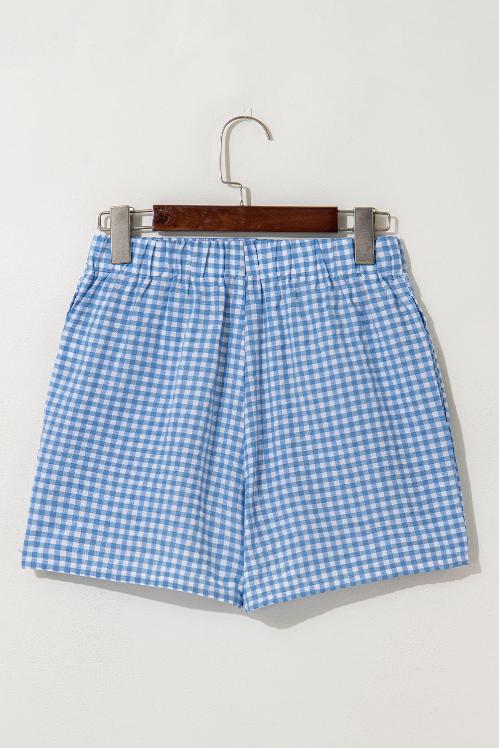 Blue Red Plaid High Waist Shorts | Gingham Print
