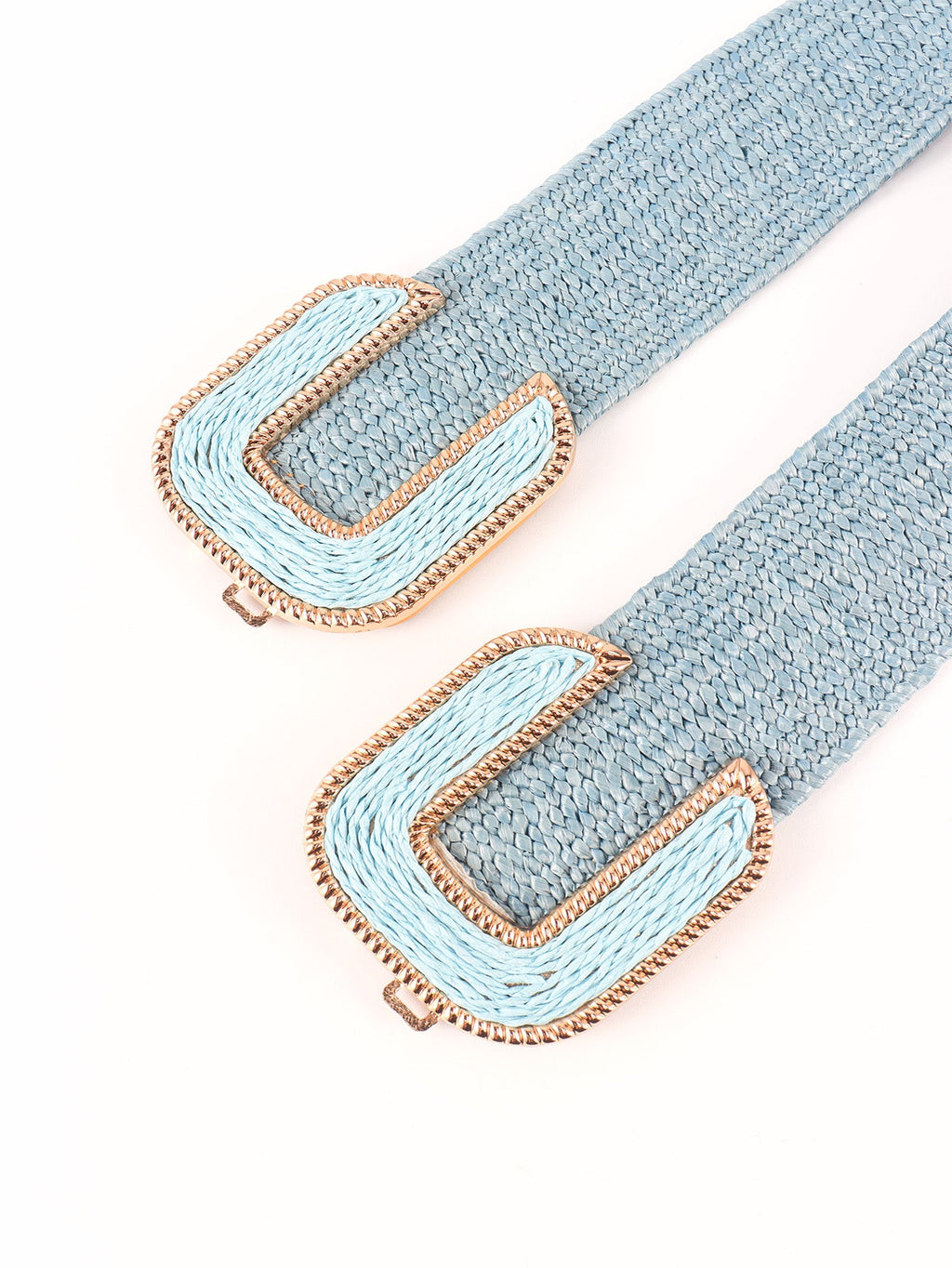 Wide Braid Stretch Belt with Statement Buckle in Sage Green