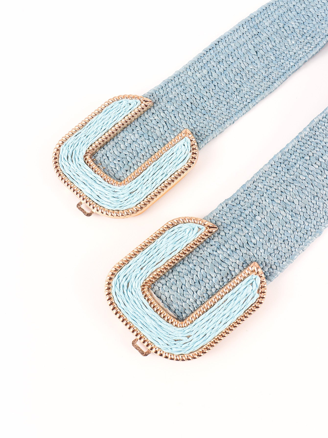 Wide Braid Stretch Belt with Statement Buckle in Sage Green