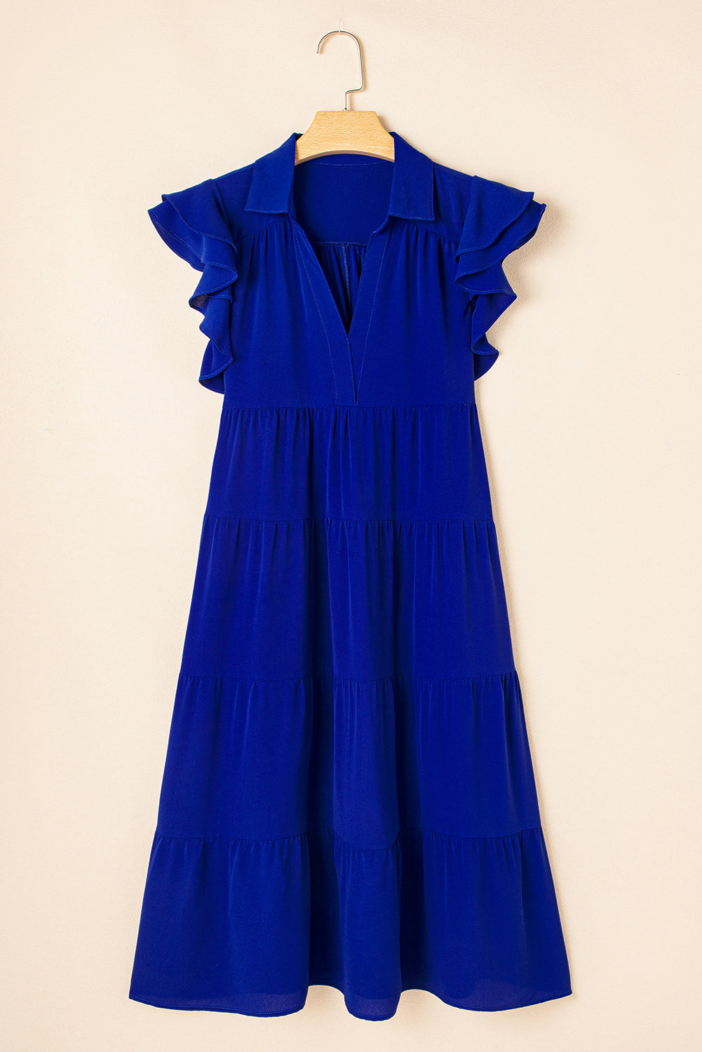 Zelda Collared Tiered Midi Dress - Sophisticated Button-Up Style