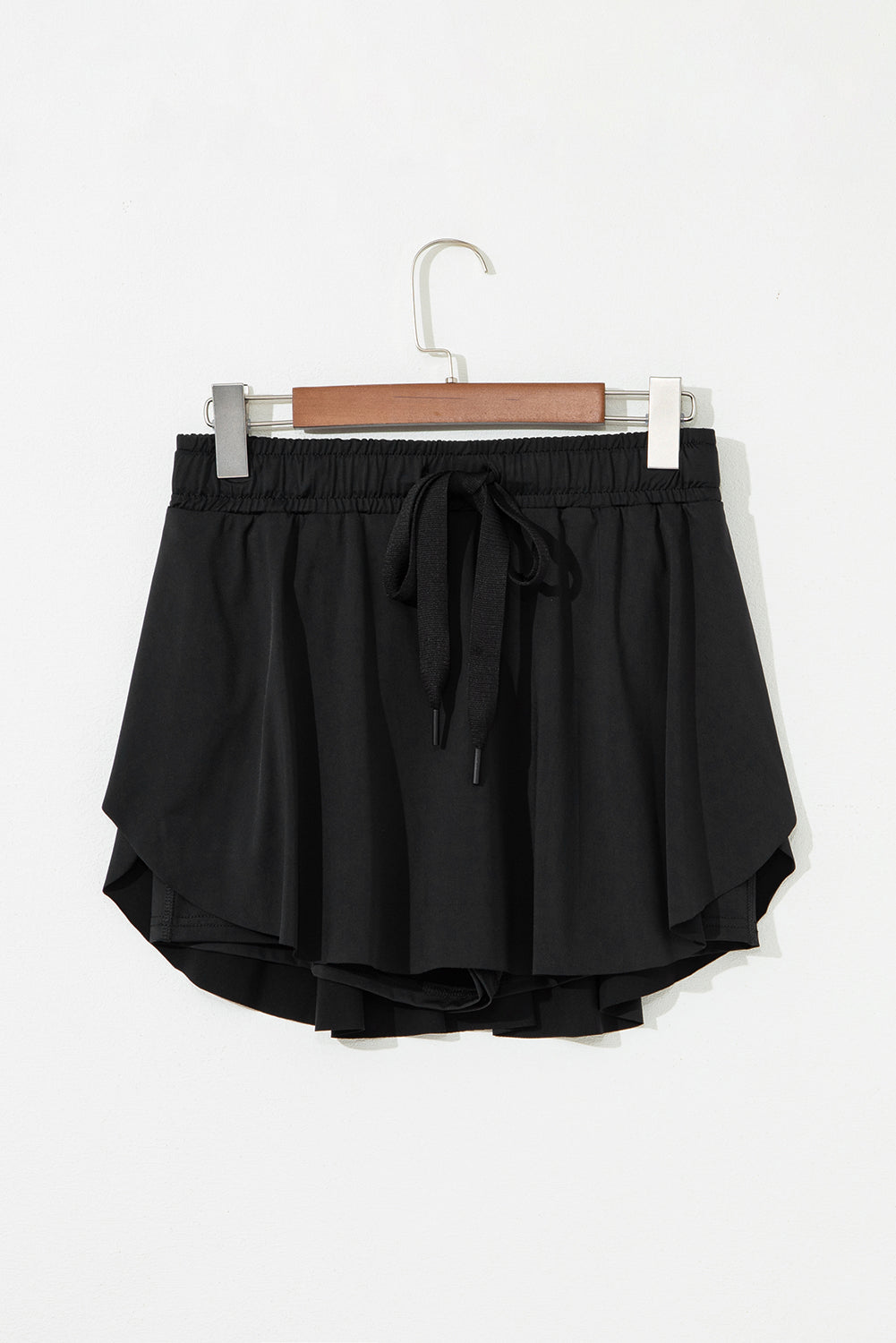 Solid Drawstring Waist Lined Skort - High Rise Mini Athletic Fit