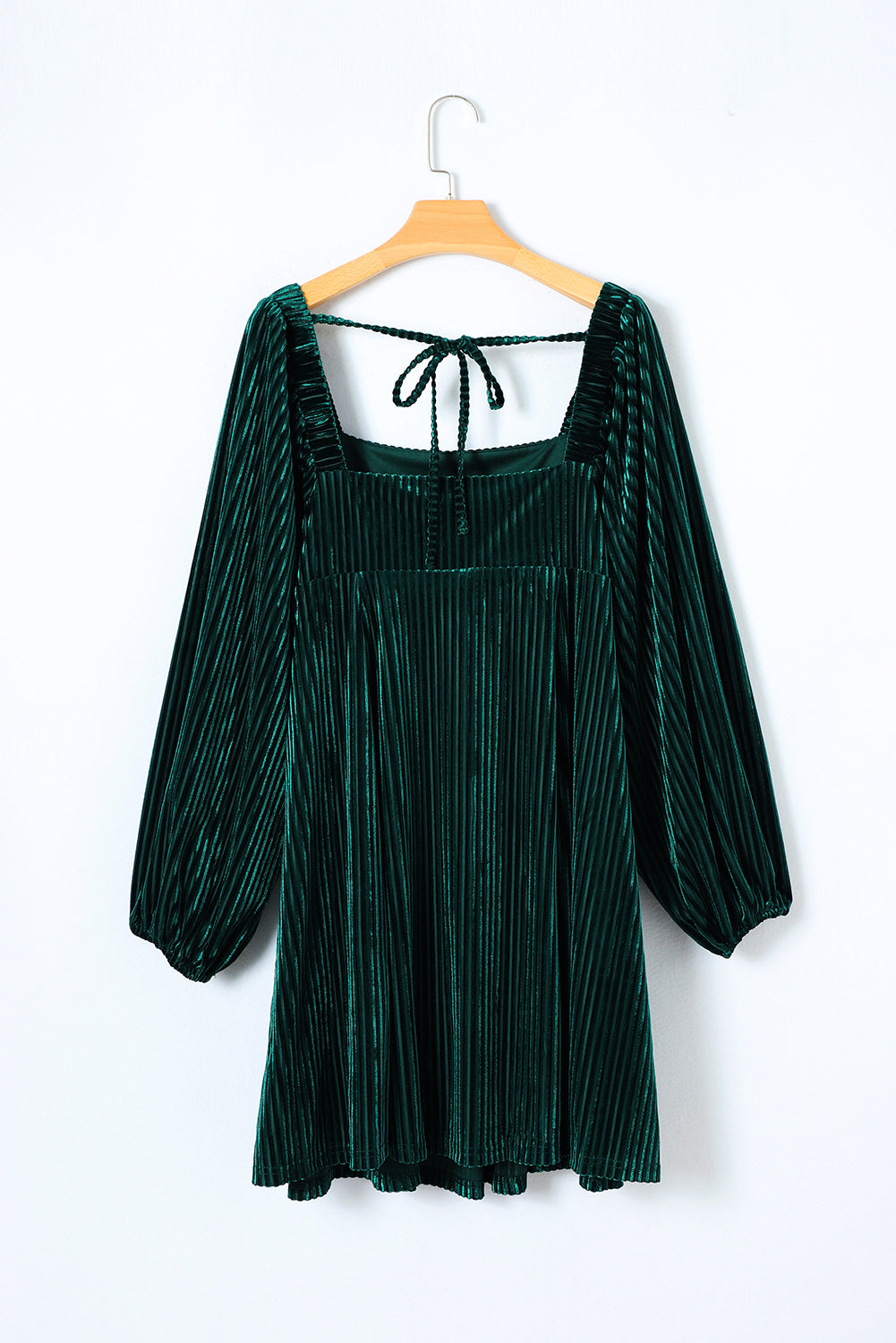Velvet Tie-Back Square Neck Babydoll Dress