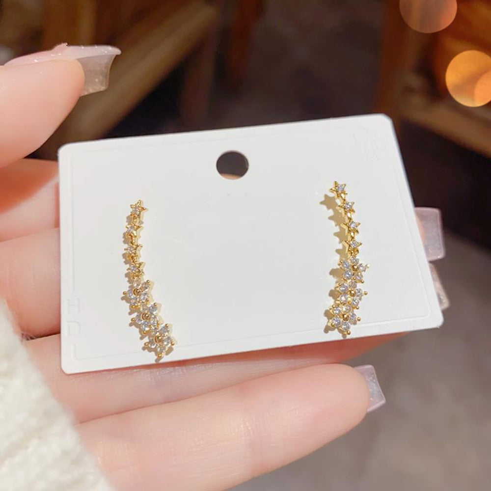 Simple Diamond-studded Star Earrings For Women