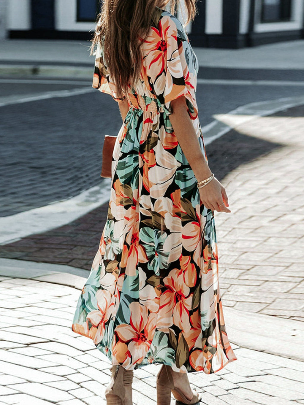 Floral Half Sleeve Midi Dress for Summer Everyday Style