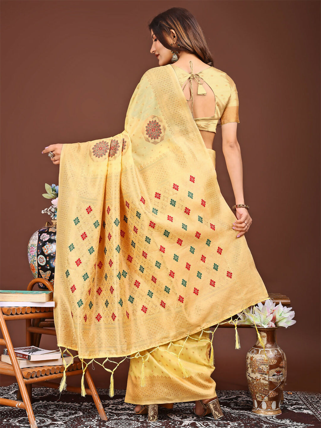 Neerja Yellow Linen Cotton Saree