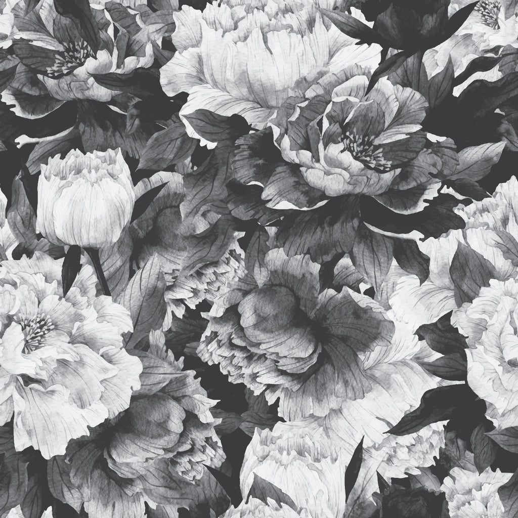 Avril Floral Removable Wallpaper in Black and White