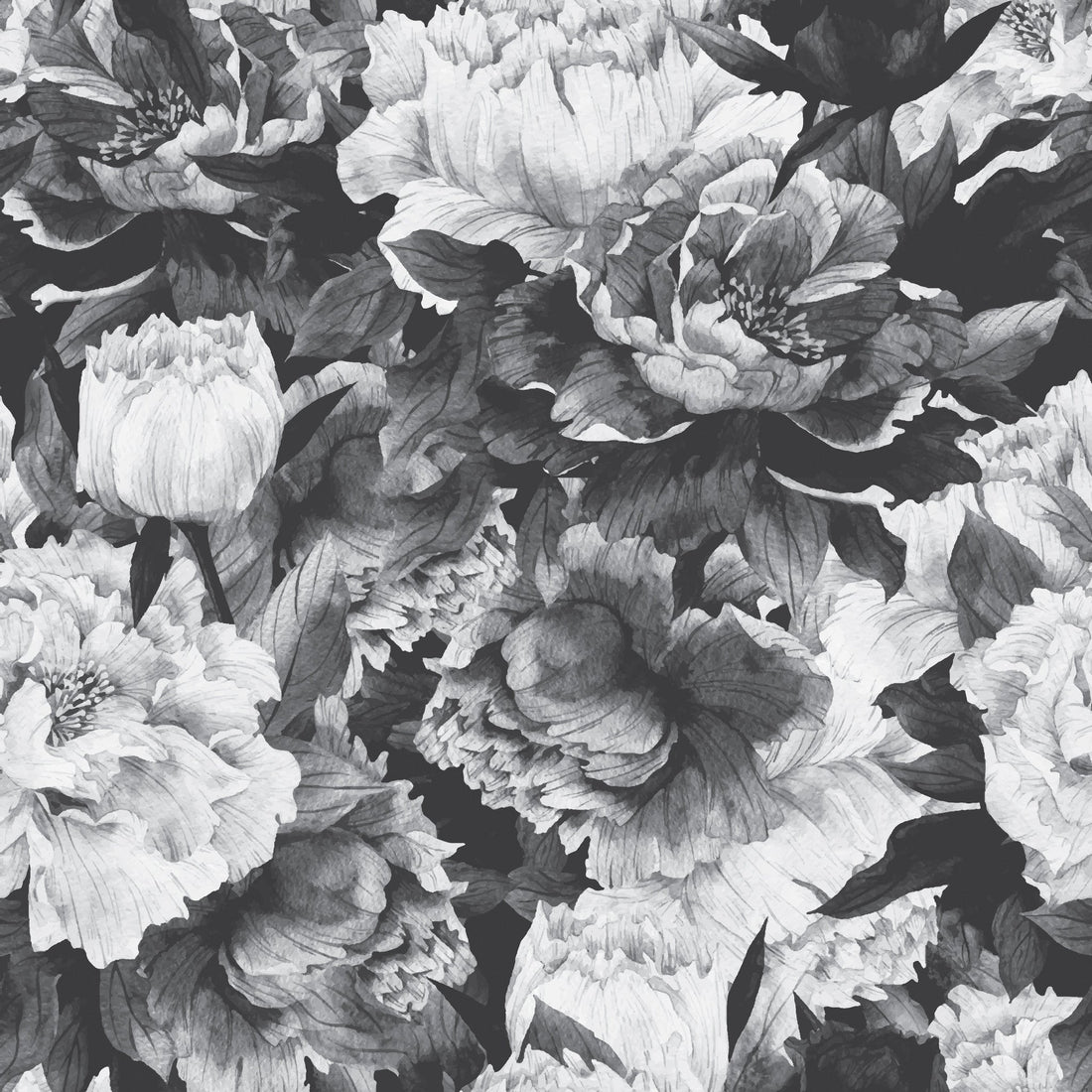 Avril Floral Removable Wallpaper in Black and White