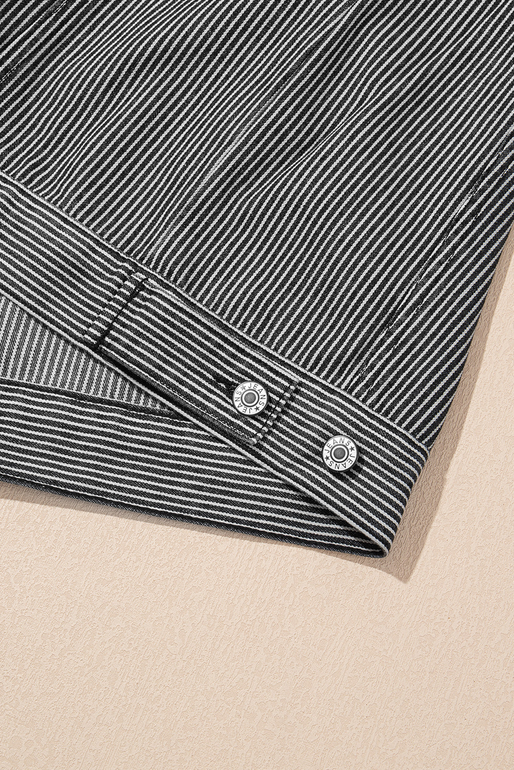 Blue Stripe Washed Oversized Pocketed Denim Jacket